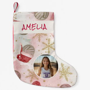 Volleyball Santa Hat Name Photo  Small Christmas Stocking