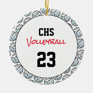 Volleyball School Team Sports Player NUMBER Fun Ceramic Tree Decoration