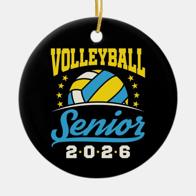 Volleyball Senior 2026  Ceramic Tree Decoration (Front)