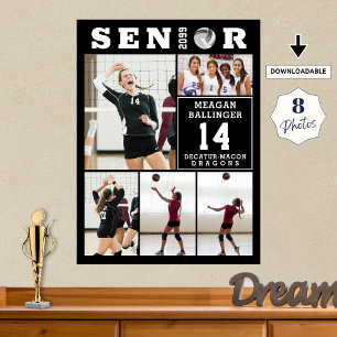 Volleyball Senior Graduation 5 Photo Collage Poster