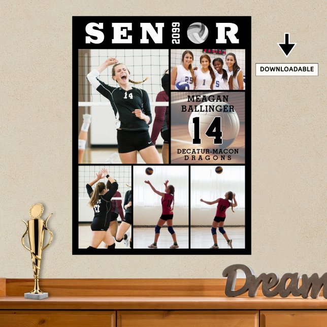 Volleyball Senior Graduation 6 Photo Collage Poster (Creator Uploaded)