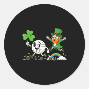 Volleyball shamrock clover st patricks day womens classic round sticker