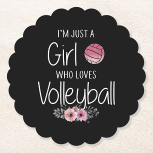 Volleyball Shirt For Girls Teens Women Cute Paper Coaster