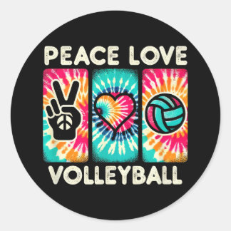 Volleyball Shirt For Teens Women Girls Peace Love Classic Round Sticker