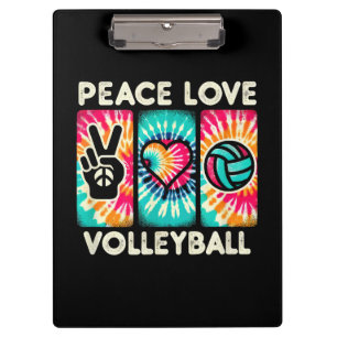 Volleyball Shirt For Teens Women Girls Peace Love Clipboard