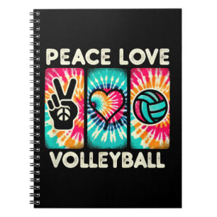 Volleyball Shirt For Teens Women Girls Peace Love Notebook