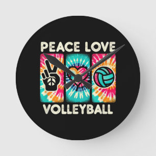 Volleyball Shirt For Teens Women Girls Peace Love Round Clock