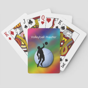 Volleyball Silhouette Male Player and Ball Playing Cards