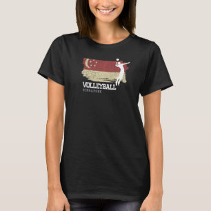 Volleyball Singapore Flag Girls Volleyball Women T-Shirt