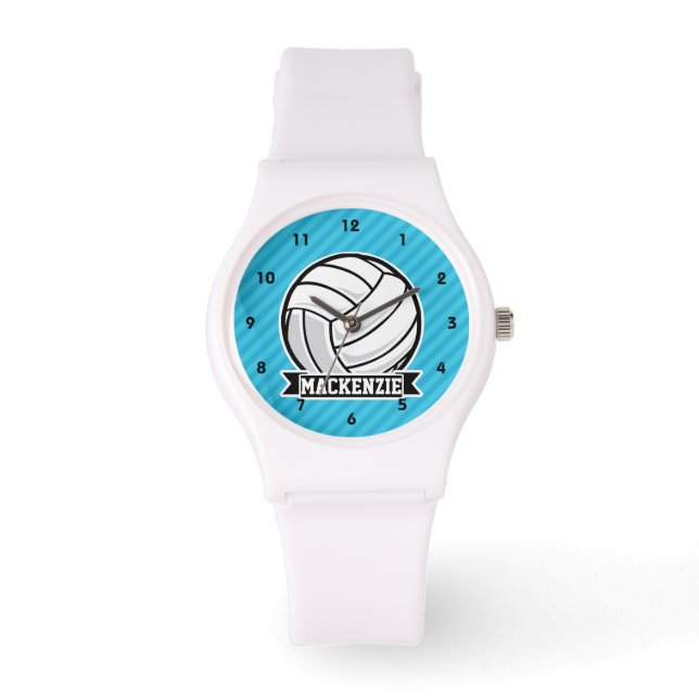 Volleyball; Sky Blue Stripes Watch (Front)