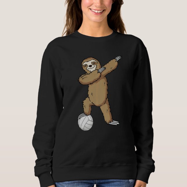 Volleyball Sloth Dabbing Kids Boys Girls Youth   Sweatshirt (Front)