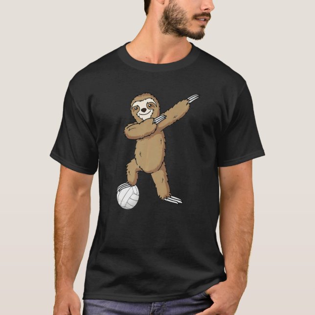 Volleyball Sloth Dabbing Kids Boys Girls Youth   T-Shirt (Front)