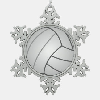 Volleyball Snowflake Pewter Christmas Ornament