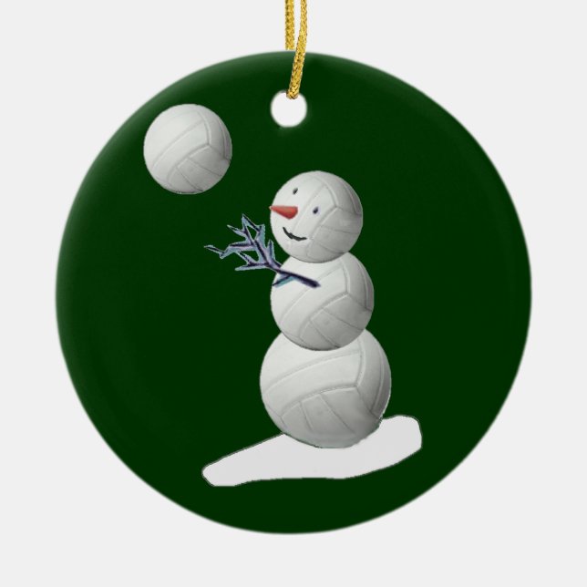 Volleyball Snowman Ceramic Tree Decoration (Front)