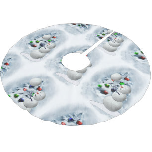 Volleyball Snowman Christmas Brushed Polyester Tree Skirt