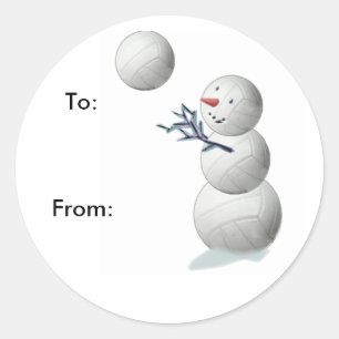 Volleyball Snowman Christmas Gifts Stickers