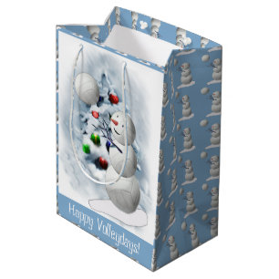 Volleyball Snowman Christmas Medium Gift Bag
