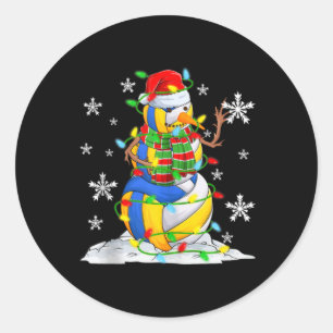 Volleyball Snowman Christmas Tree Lights Xma Classic Round Sticker