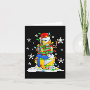 Volleyball Snowman Christmas Tree Lights Xmas Pjs  Card