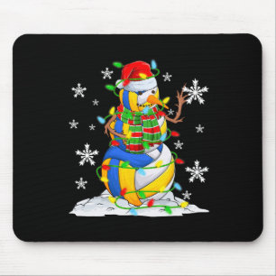 Volleyball Snowman Christmas Tree Lights Xmas Pjs Mouse Pad