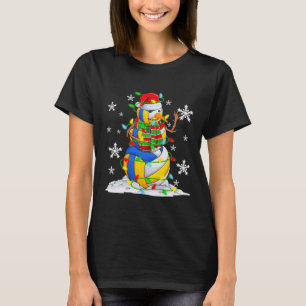 Volleyball Snowman Christmas Tree Lights Xmas Pjs  T-Shirt