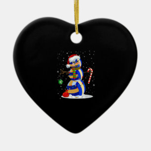 Volleyball Snowman Funny Christmas Pajamas Matchin Ceramic Tree Decoration