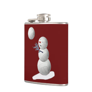 Volleyball Snowman Hip Flask
