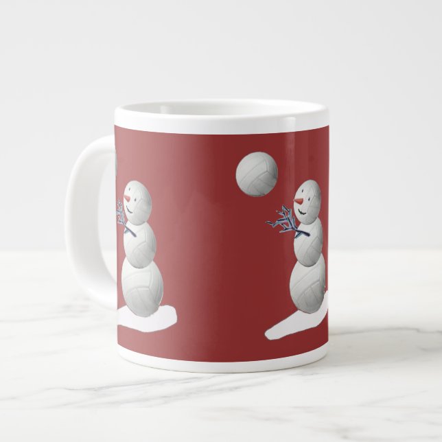 Volleyball Snowman Large Coffee Mug (Front Left)