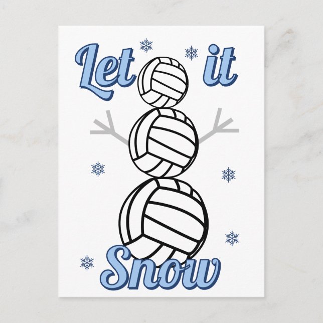 Volleyball Snowman Let It Snow Postcard (Front)