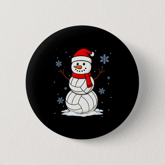 Volleyball Snowman Merry Christmas Funny Srts Xmas 6 Cm Round Badge (Front)