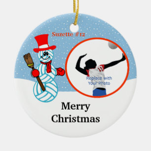 Volleyball Snowman Team/Player Photo Ornament