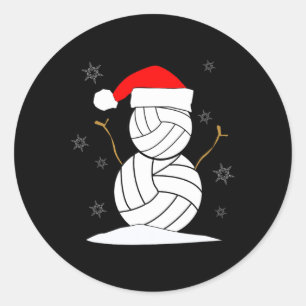 Volleyball Snowman Xmas Classic Round Sticker