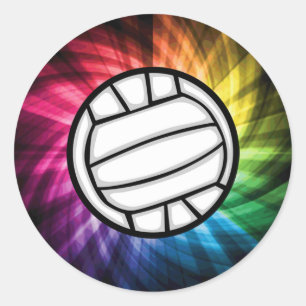 Volleyball; Spectrum Classic Round Sticker