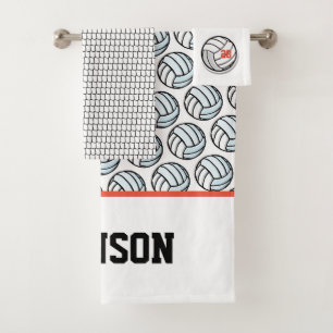 Volleyball Sports Bath Decor NAME Number Fun Towel Set