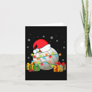 Volleyball Sports Christmas Santa Hat Xmas Lights  Card