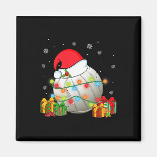 Volleyball Sports Christmas Santa Hat Xmas Lights Magnet