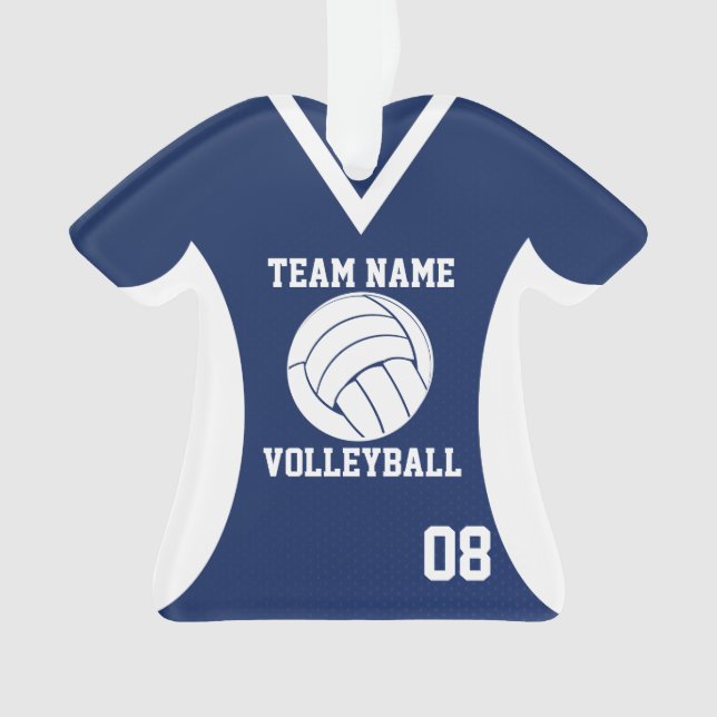 Volleyball Sports Jersey Blue Ornament (Front)