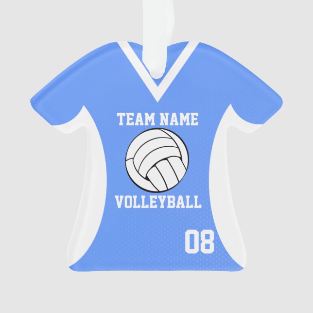 Volleyball Sports Jersey Blue with Photo Ornament (Front)