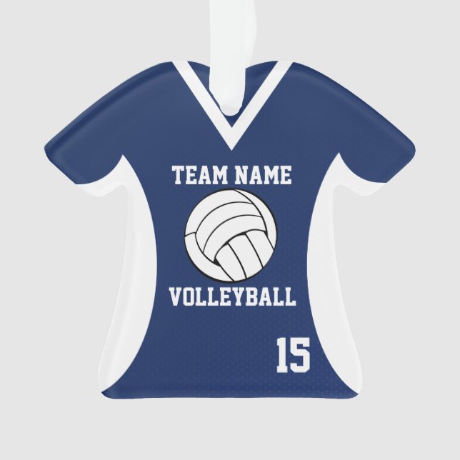 Volleyball Sports Jersey Blue with Photo Ornament (Front)