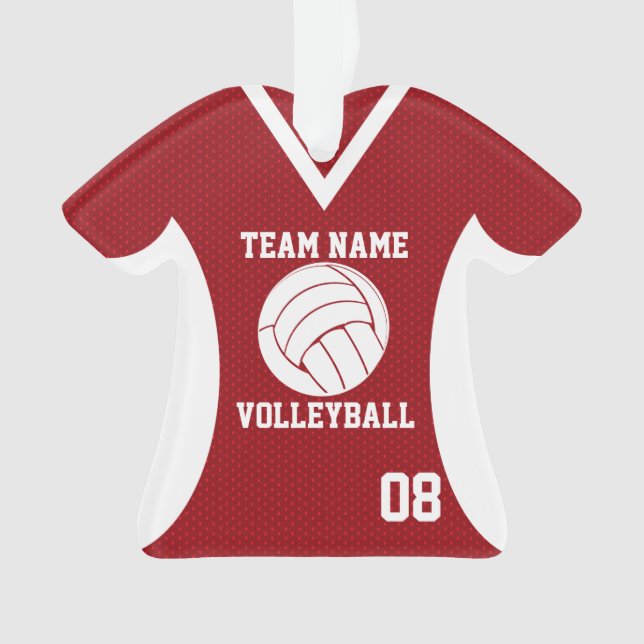 Volleyball Sports Jersey Red with Photo Ornament (Front)