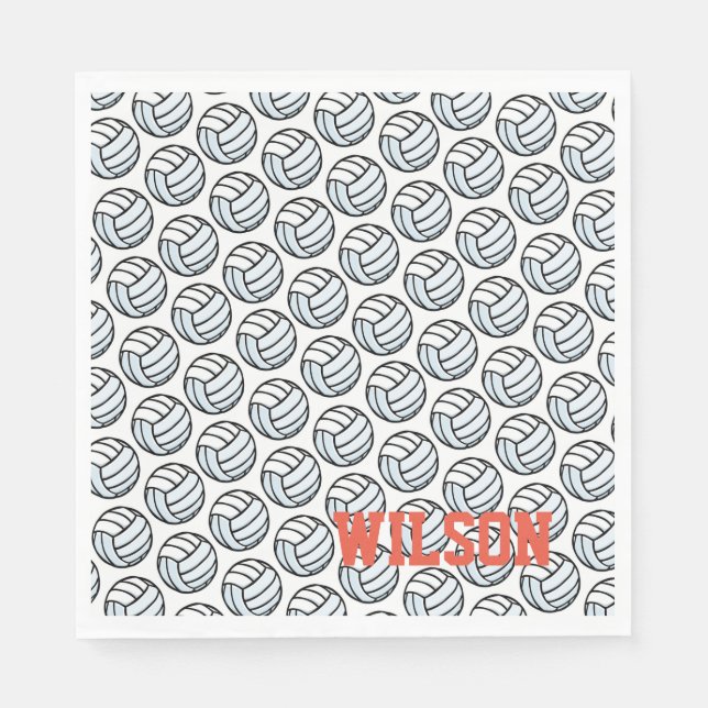Volleyball Sports Party Name Team Colours Fun Napkin (Front)