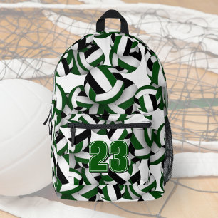 volleyball sports pattern green black team colours printed backpack