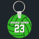 Volleyball Sports Team Keychain Customise Colour<br><div class="desc">A cool and colourful sports theme keychain as gift for families and friends. Volleyball keychain with personalised name and player number. A great souvenir for volleyball coach,  captain and players. You can customise the background colour to the colour you want.</div>