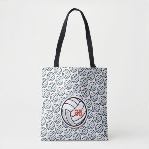 Volleyball Sports White Black Orange Team Number Tote Bag