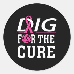 Volleyball Team Breast Cancer Awareness Classic Round Sticker