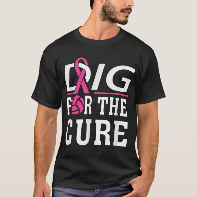 Volleyball Team Breast Cancer Awareness T-Shirt (Front)