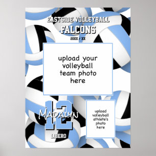 volleyball team colours with photos lt blue black  poster