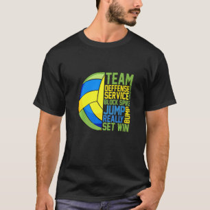 Volleyball Team Deffense Service Block Spike Jump T-Shirt