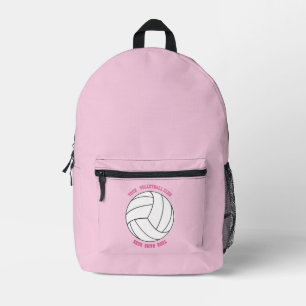Volleyball Team Name Custom Sports Rose pink Print Printed Backpack