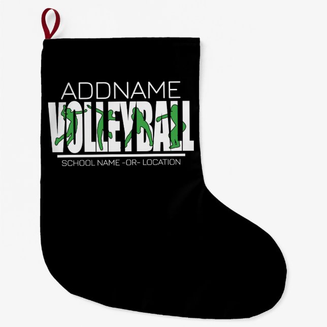 Volleyball Team Player ADD NAME School Top Athlete Large Christmas Stocking (Front)